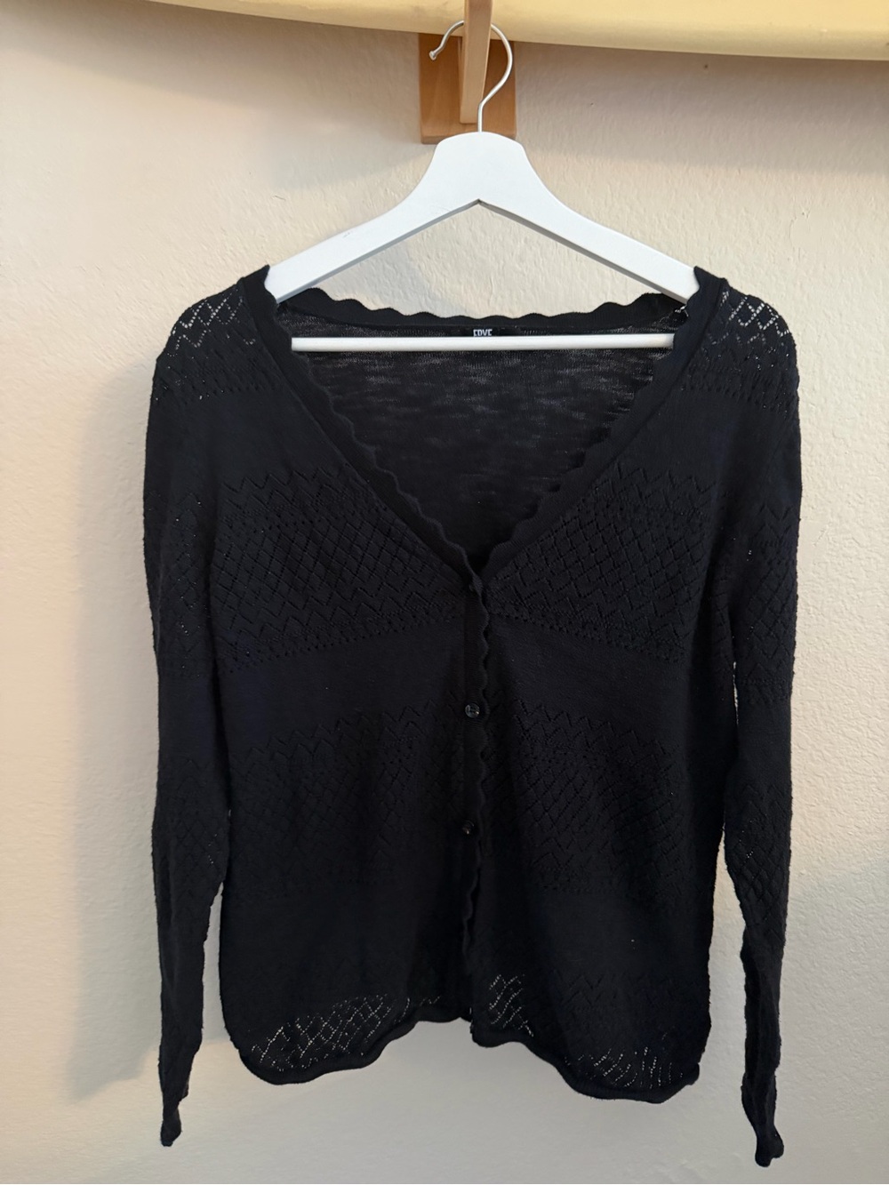 Frye Black Openwork Button-Front Cardigan